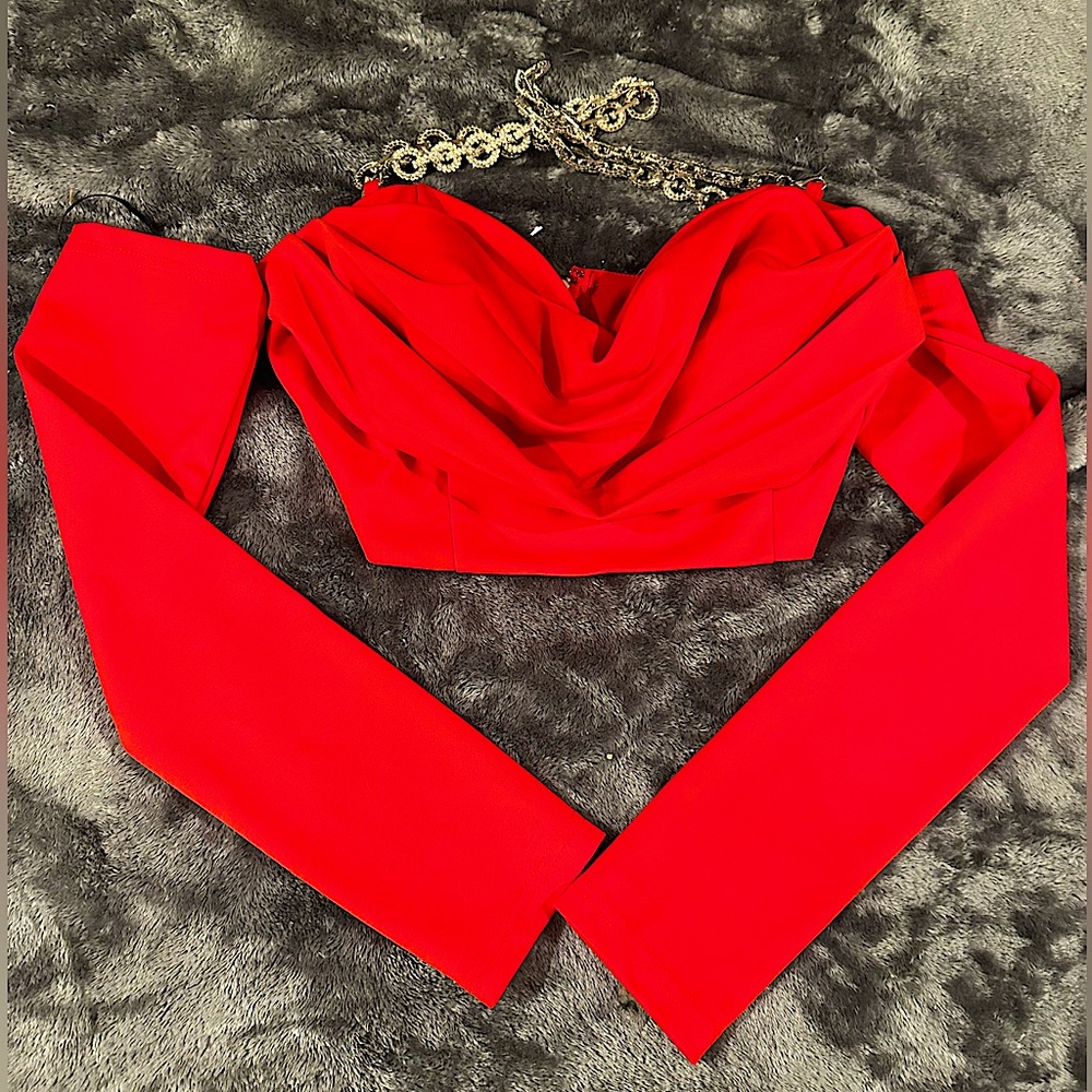 Candy Apple Red Long Sleeve Crop Top by Blithe LA